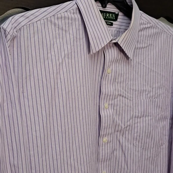 Ralph Lauren Men's Lavender Striped Shirt 17.5 - Picture 2 of 6